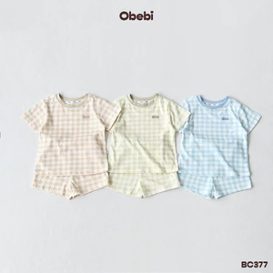 Bộ Cộc Kẻ Caro Obebi Xinh Xắn Cho Bé Trai Bé Gái Từ 8 - 22kg BC377