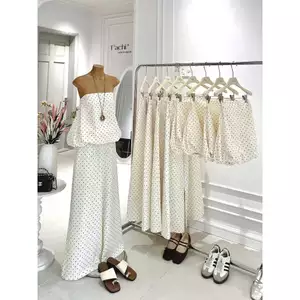 SET ÁO CÚP NGỰC TÙNG BÍ PHỐI QUẦN SUÔNG ỐNG RỘNG CHẤM BI, SET ĐỒ NỮ THANH LỊCH | MEOINDAHOUSE