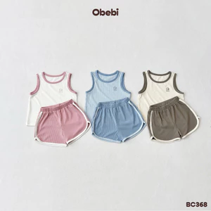 Bộ Ba Lỗ Thể Thao Mùa Hè Obebi Quần Phối Màu Cho Bé Trai Bé Gái Từ 8 - 22kg BC368