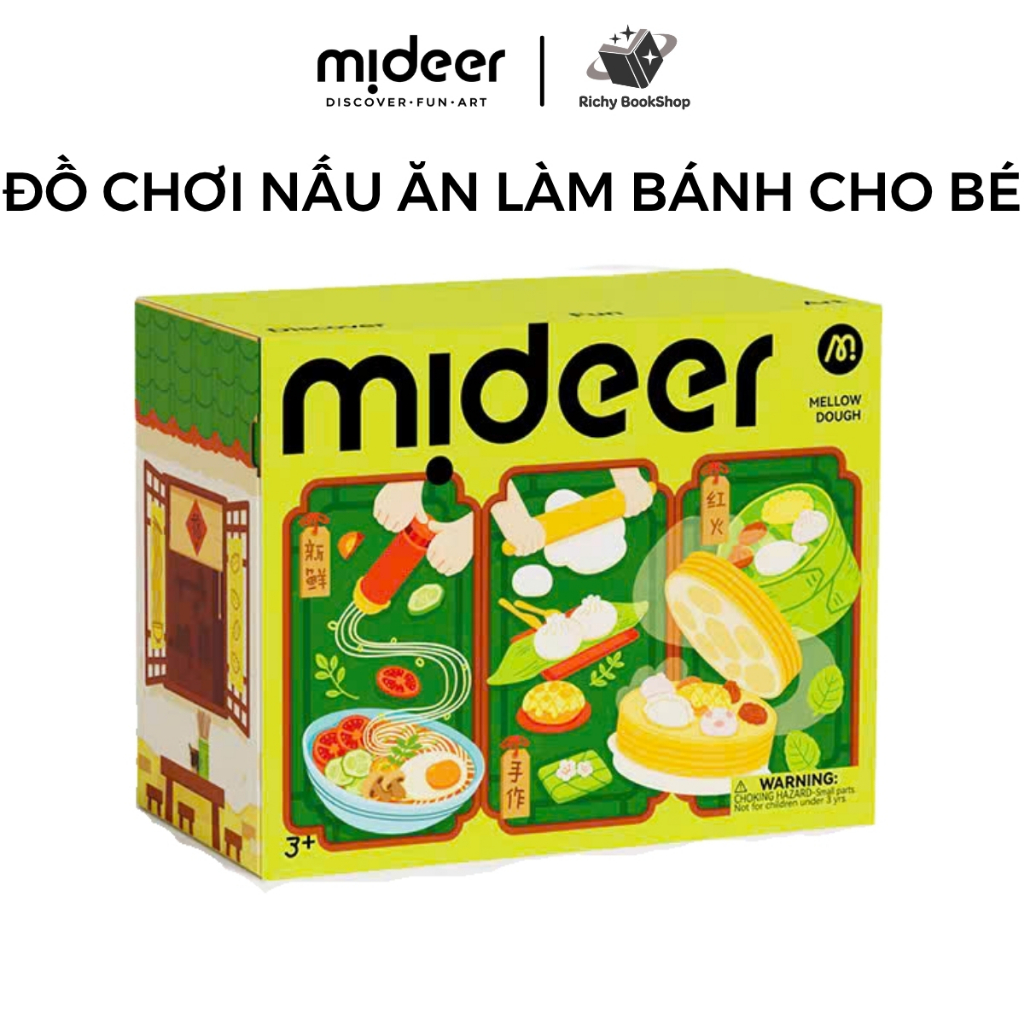 Đồ chơi nấu ăn làm bánh mini cho bé gái, bé trai bằng đất nặn Mideer Mellow Dough kèm khuôn làm bánh