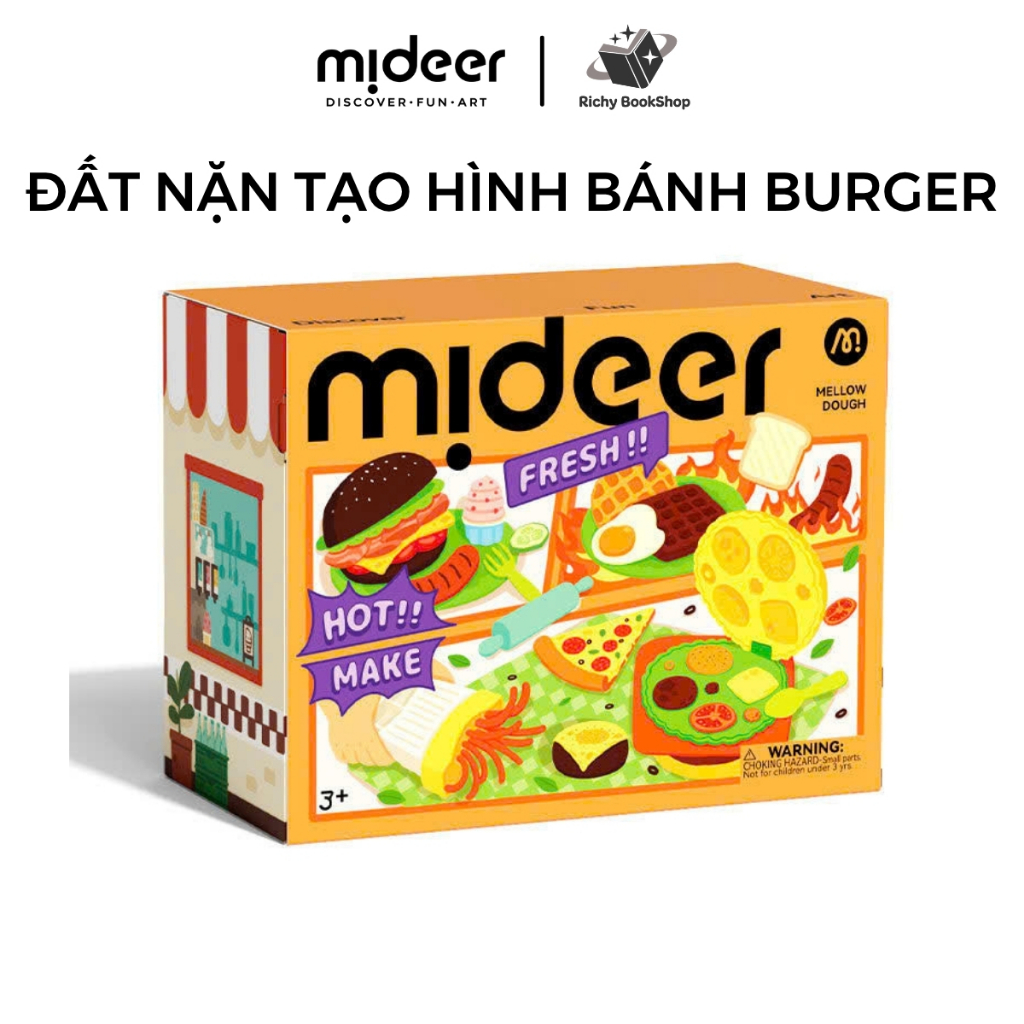 Đồ chơi đất nặn hữu cơ Mideer Mellow Dough kèm khuôn làm bánh, đồ chơi nấu ăn làm bánh cho bé
