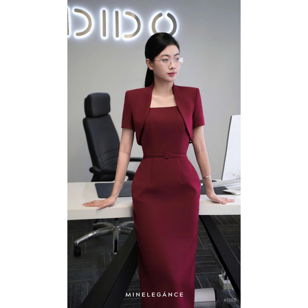 MINELEGÁNCE | VÁY MIDI BÚT CHÌ DÁNG DÀI, SANG TRỌNG, THANH LỊCH - MIN888