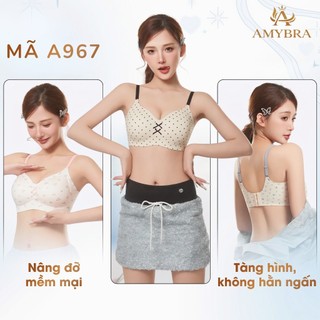 [ AMYBRA HOẢ TỐC ] Áo Ngực Nữ Đúc Su Họa Tiết Nhí Nữ Tính, Áo Lót Không Gọng Gom Quả Tự Nhiên A967