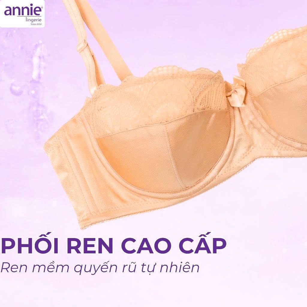 Áo ngực cúp ngang mút mỏng siêu nhẹ form nhỏ annie BRA8150 phối ren,có chỗ lắp thêm mút nâng ngực