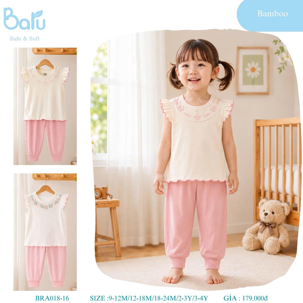 Bộ cổ tròn sát nách bé gái---BRA018-16,,,