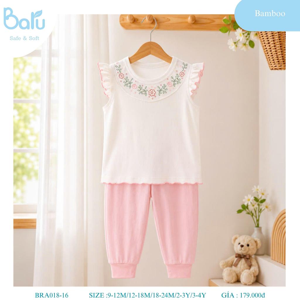Bộ cổ tròn sát nách bé gái---BRA018-16,,,