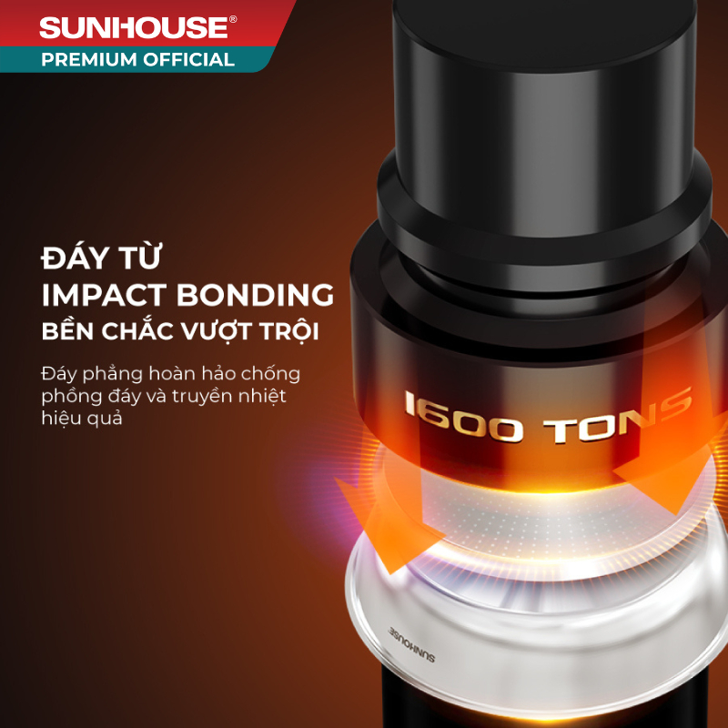 Bộ nồi chảo Inox Impact plus Sunhouse healthy SHG991 - Công nghệ dập Impact Bonding - Đáy Impact Plus 5 lớp cao cấp