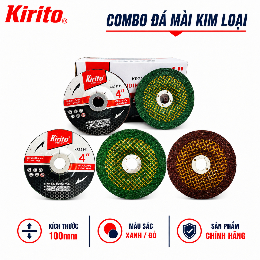 Combo 5 Đĩa Đá Mài Kim Loại 100mm Kirito Nhật Bản - Cắt Mài Nhanh, Bền Bỉ