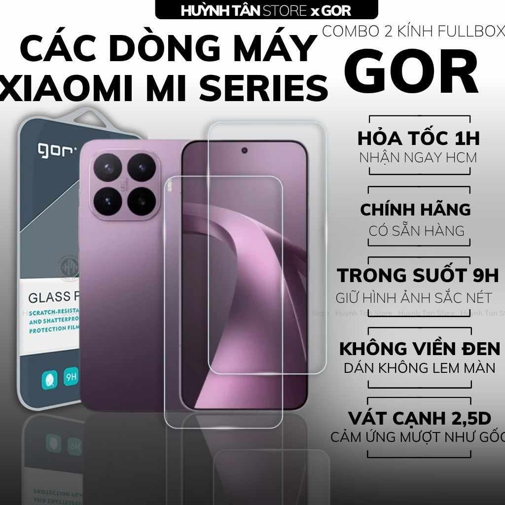 Kính cường lực gor ĐT XIAOMI MI 17T 15t 14t pro trong suốt không viền full màn chống bám vân tay Gor