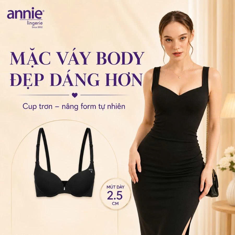 Áo Ngực Cup Trơn Tạo Dáng Mút Dày annie bra 8030 Ôm Nâng Bầu Ngực, Tạo Khe Ngực Gợi Cảm, Quyến Rũ