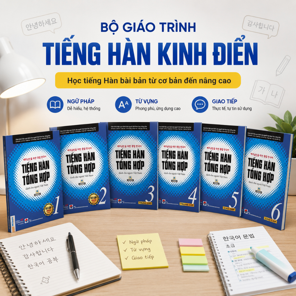 Sách Combo Tiếng Hàn Tổng Hợp Dành Cho Người Việt Nam Trình Độ Sơ Cấp Giáo Trình kèm Sách Bài Tập