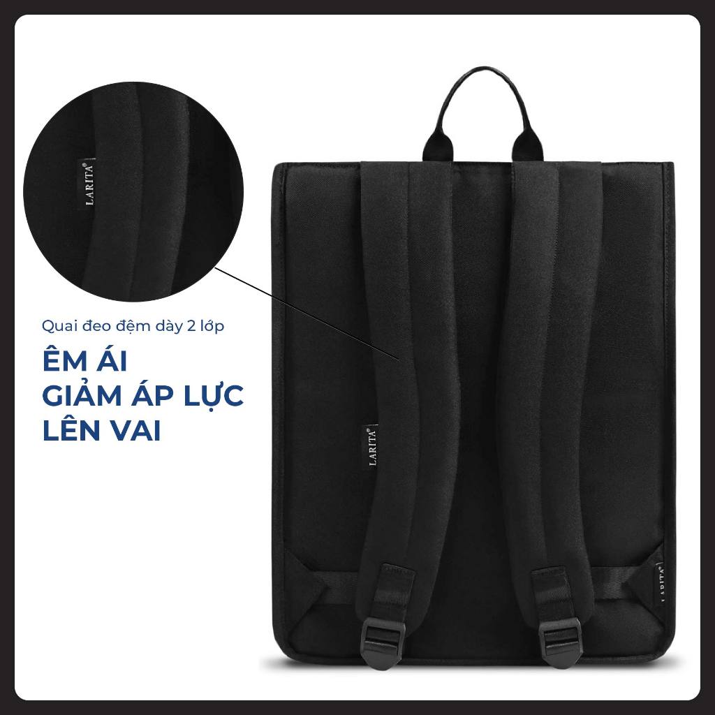 Balo Nam Nữ Unisex Larita HERITAGE MIDNIGHT 15.6" - Chống Sốc Riêng Biệt, Đựng Laptop 15.6 Inch, Chất Liệu Bền Bỉ | BigBuy360 - bigbuy360.vn