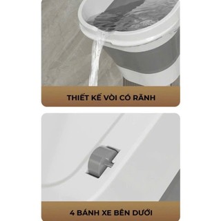 Thau Lau Nhà Gấp Gọn 12L | Xô Lau Nhà Gấp Gọn Có Vòi Xả Bánh Xe | Thau Lau Sàn Đa Năng 12L