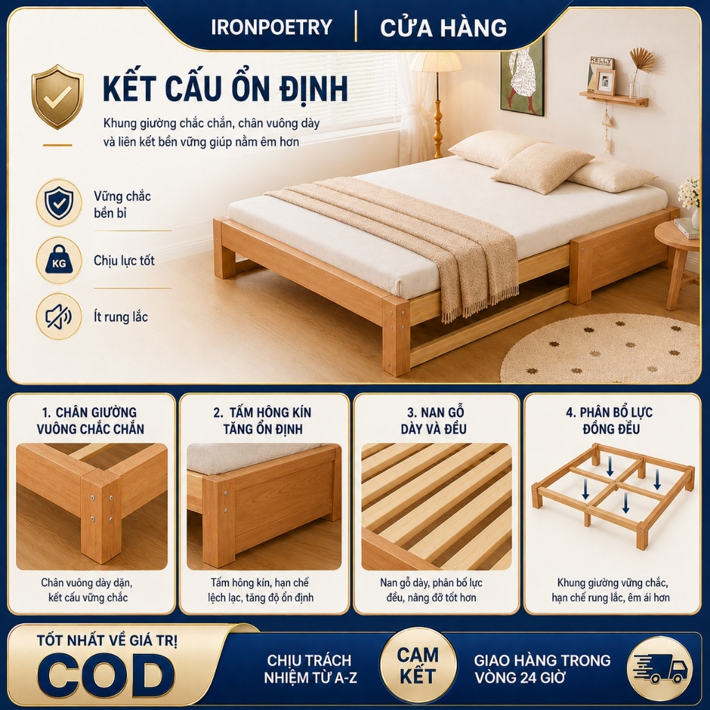 Giường gỗ kéo giãn thu gọn giường thông minh tiết kiệm diện tích cho nhà nhỏ