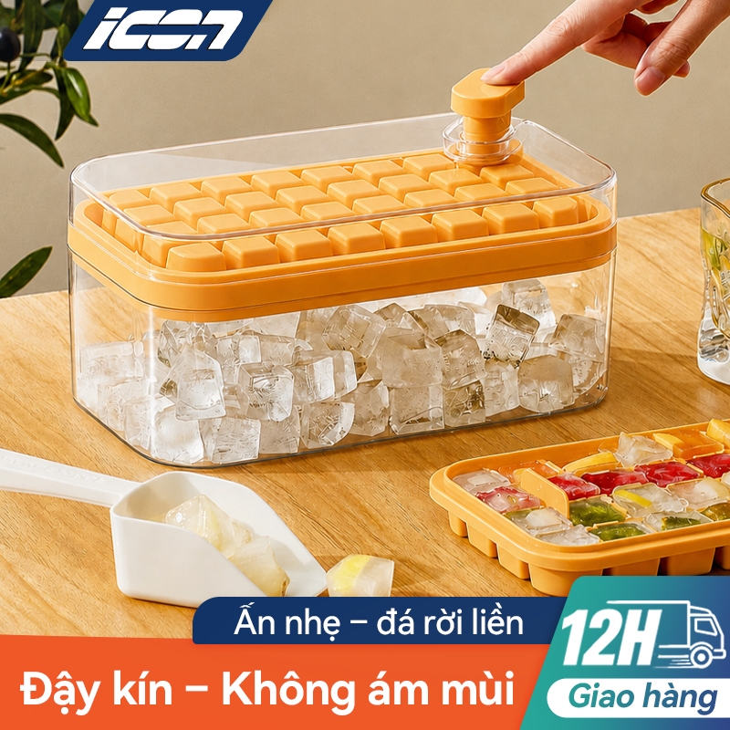 Khay làm đá thông minh ICON, 2 tầng 56 viên, chất liệu cấp thực phẩm, lấy đá dễ dàng, tặng kèm phụ kiện
