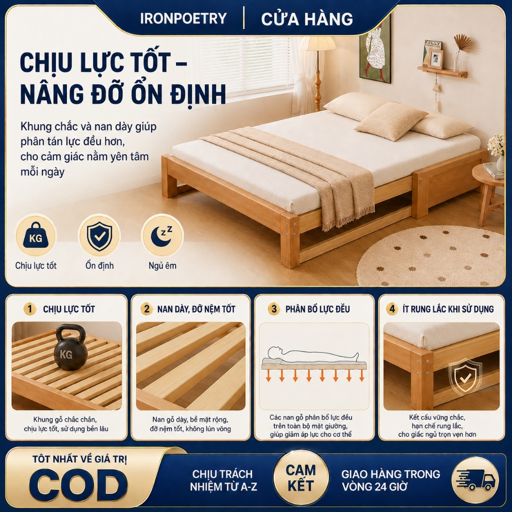 Giường gỗ kéo giãn thu gọn giường thông minh tiết kiệm diện tích cho nhà nhỏ