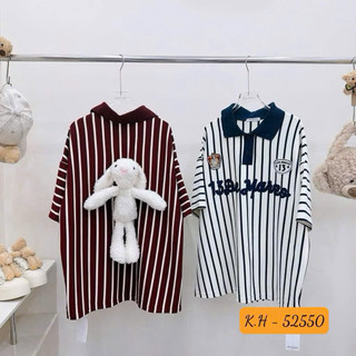 Áo Phông Polo Kẻ Kèm Gấu Trắng