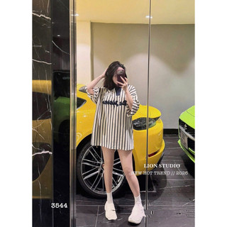 Áo Phông Polo Kẻ Kèm Gấu Trắng