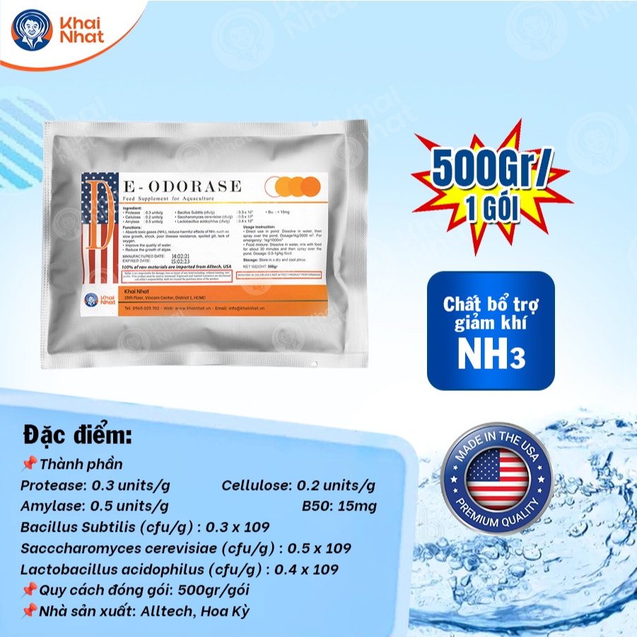 Chất bổ trợ giảm khí NH3, hạn chế tảo, làm đẹp màu nước - Chế phẩm sinh học cho Thủy Sản của Mỹ (500gr/gói)