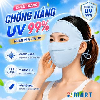 Khẩu trang chống nắng tia UV toàn mặt MINSU chất lụa băng mịn mát thoáng khí phù hợp cho cả nam và nữ.