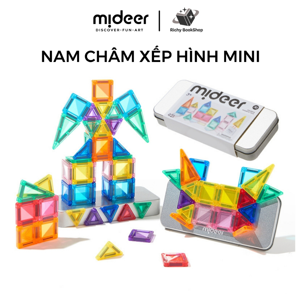 Đồ chơi nam châm xếp hình mini Mideer lắp ráp mô hình Colorful Magnetic Tiles