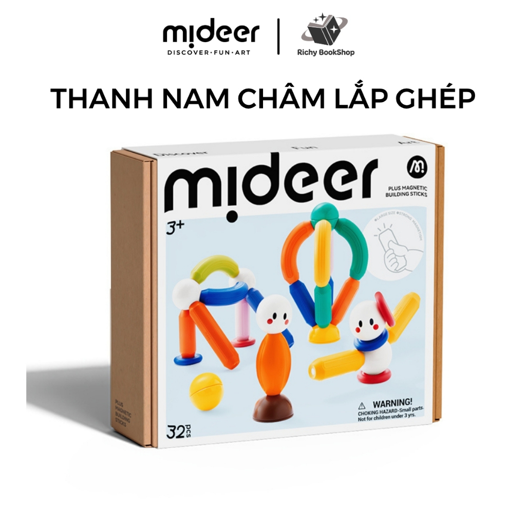 Đồ chơi nam châm xếp hình cho bé Mideer Growth PLUS Magnetic Building Sticks
