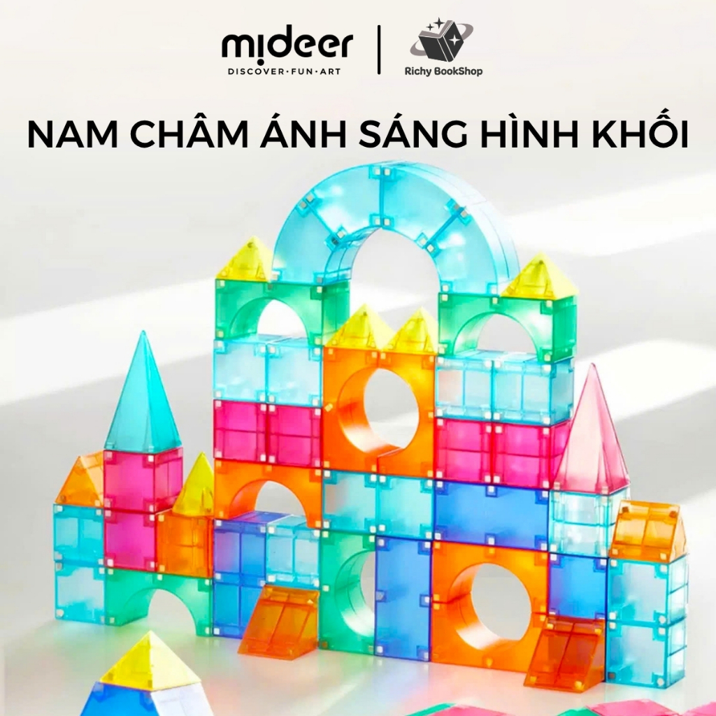 Đồ chơi xếp hình nam châm ánh sáng hình khối 3D Mideer Creative Magnetic Building Blocks