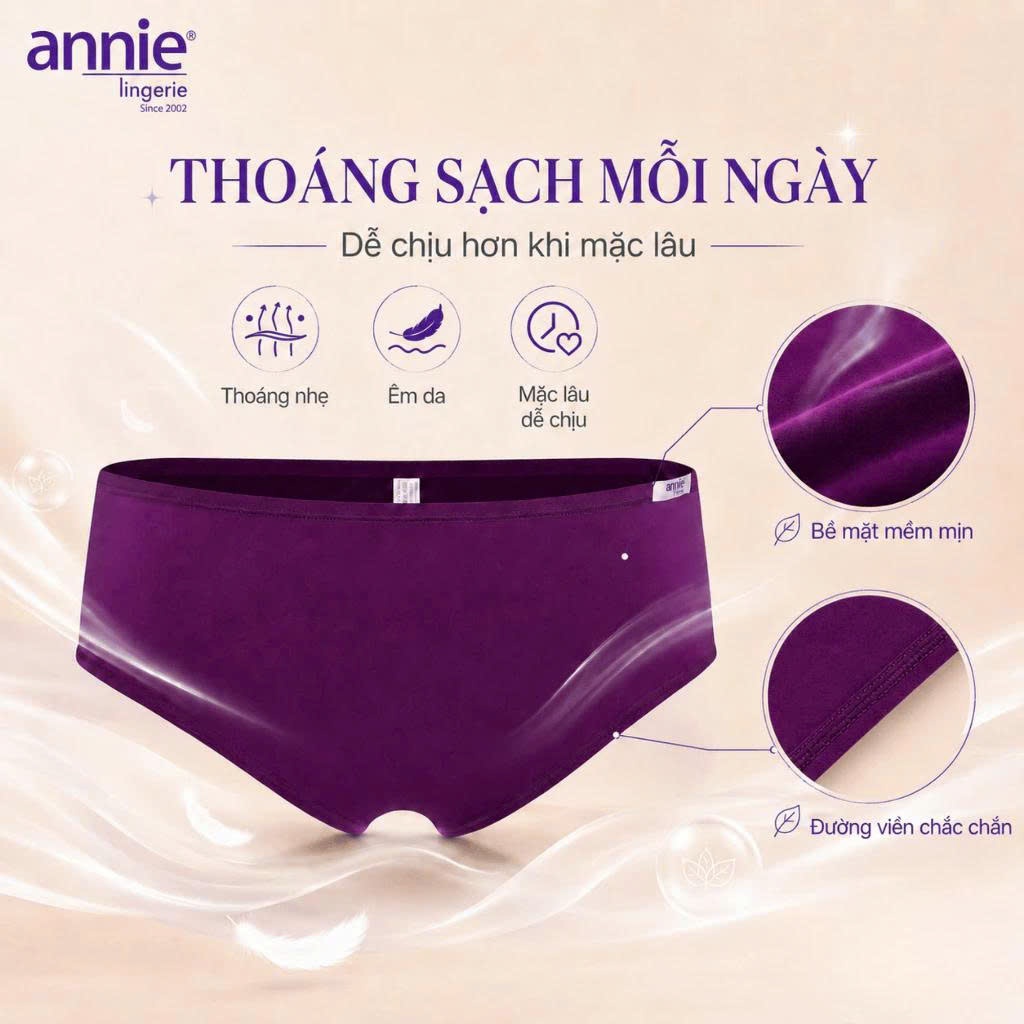 Combo 5 quần lót nữ thun lạnh lưng cao annie QE4535 mềm mại, thoáng mát, vải lót cotton thấm hút