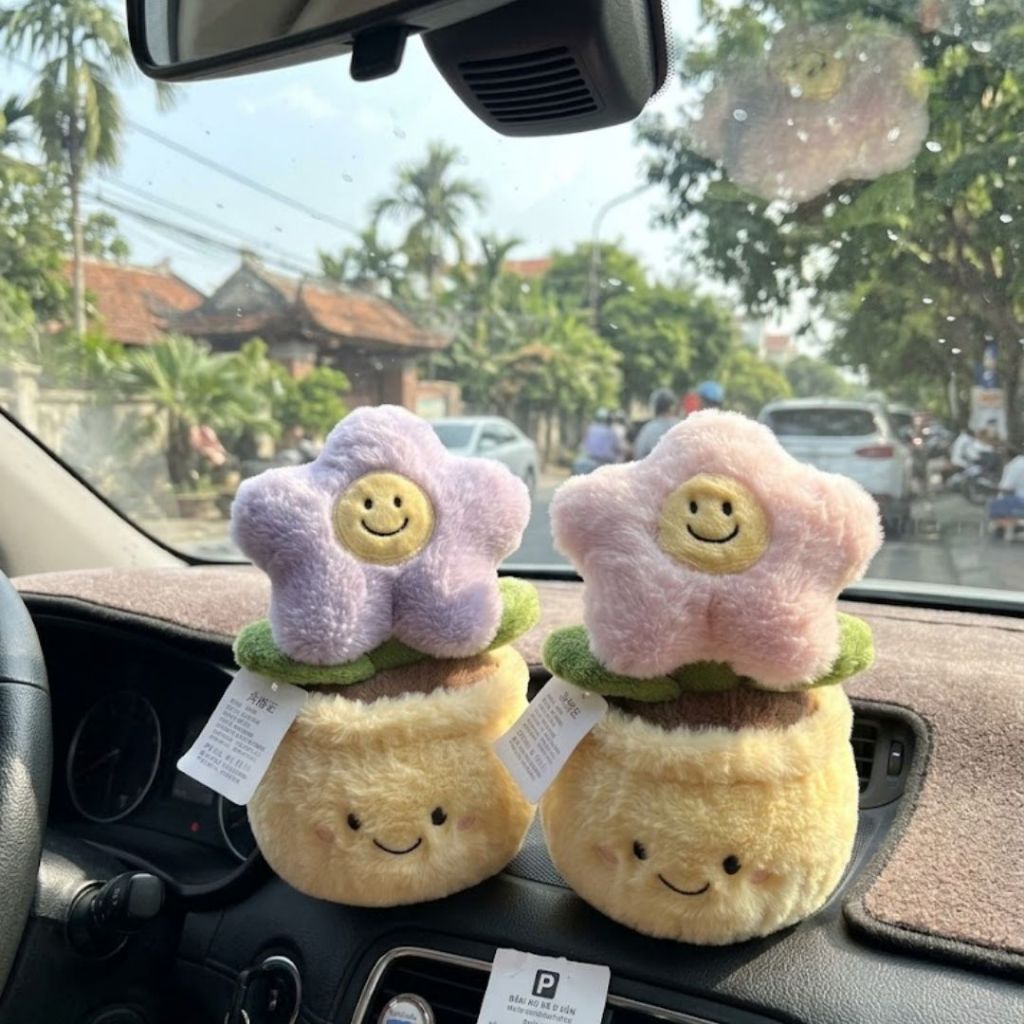 Gấu Bông Chậu Hoa Mặt Smile Vui Vẻ, Thú Bông Chậu Hoa Decor Bàn Học,Làm Việc Quà Tặng Ý Nghĩa Cho Bạn Gái,Bé