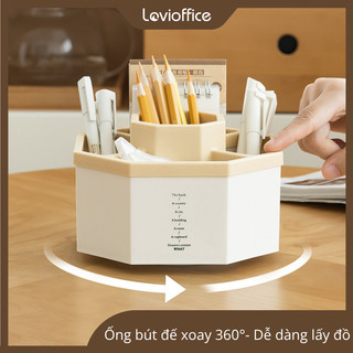Hộp Đựng Bút 5 Ngăn LoviOffice 2659 Tích Hợp Đế Xoay Thông Minh - Khay Cắm Văn Phòng Phẩm Tiết Kiệm Diện Tích