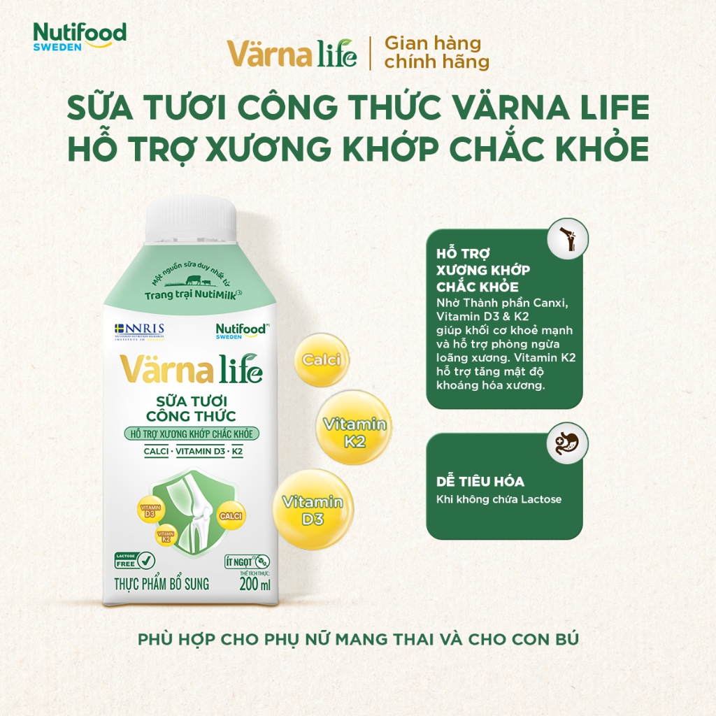 [TP] Thùng 12 hộp Varna Life sữa tươi công thức (12 hộp giấy x 200ml)