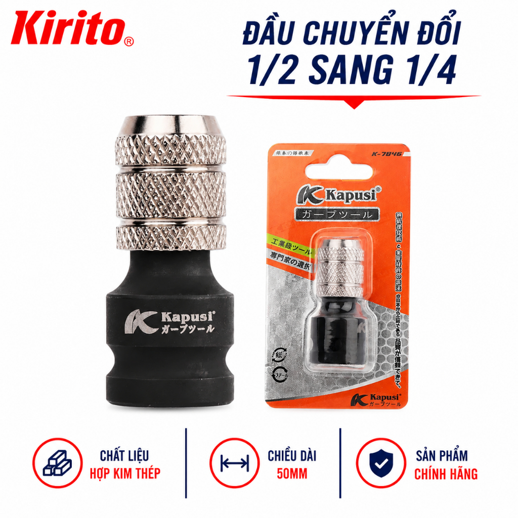 Đầu Chuyển Đổi 1/2 Sang 1/4 Chuôi Lục Giác - Adapter Siết Bulong Hợp Kim Thép Siêu Bền