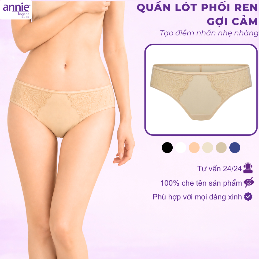 Quần lót nữ cao cấp không viền annie QE 2179 không vết hằn, co giãn 4 chiều, lưng trung thoáng mát