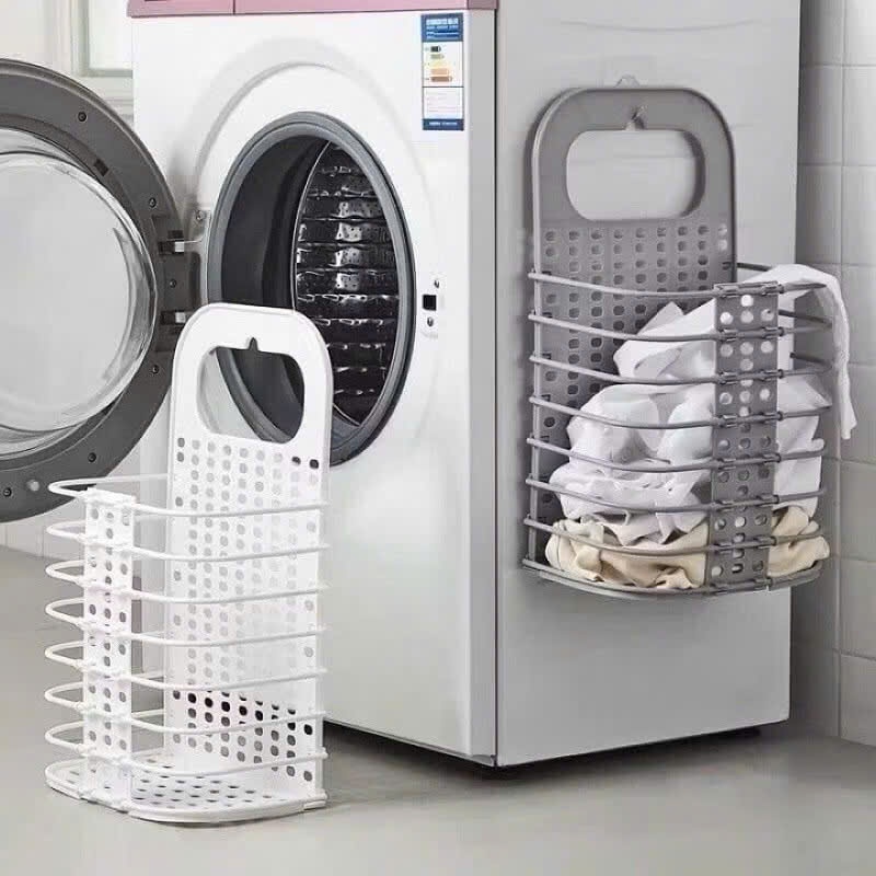 Giỏ đựng đồ treo tường gấp gọn thông minh, tiện dụng, siêu bền. Kích thước 47x28x17cm, tặng kèm móc treo tường Inox