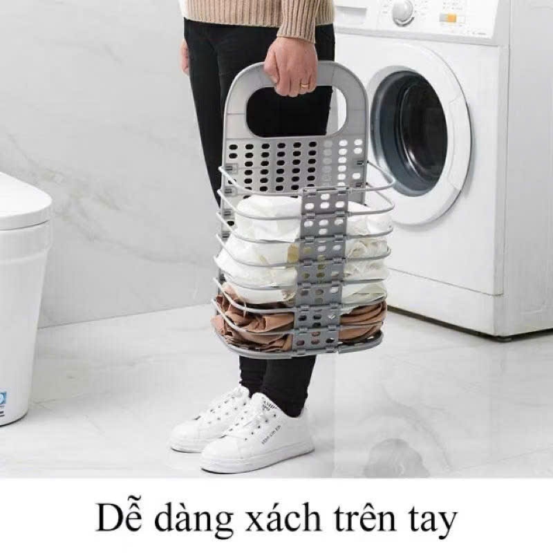 Giỏ đựng đồ treo tường gấp gọn thông minh, tiện dụng, siêu bền. Kích thước 47x28x17cm, tặng kèm móc treo tường Inox
