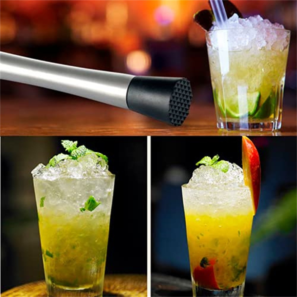 [Hàng hóa giao ngay] Chày dầm pha chế inox 25cm Đầu Nhựa Chống Mòn, Dụng Cụ Bartender Chuyên Nghiệp, Kích Thước