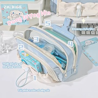Túi Đựng Bút Dễ Thương Nhiều Ngăn Dành Cho Bé Gái Cute Đồ Dùng Học Tập Dung Tích Lớn Màu Pastel Xinh