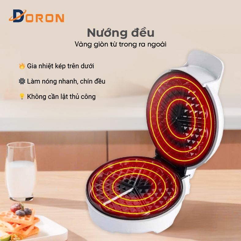Máy làm bánh bông lan DORON 1200W kiểm soát nhiệt độ chính xác, bánh thơm ngon