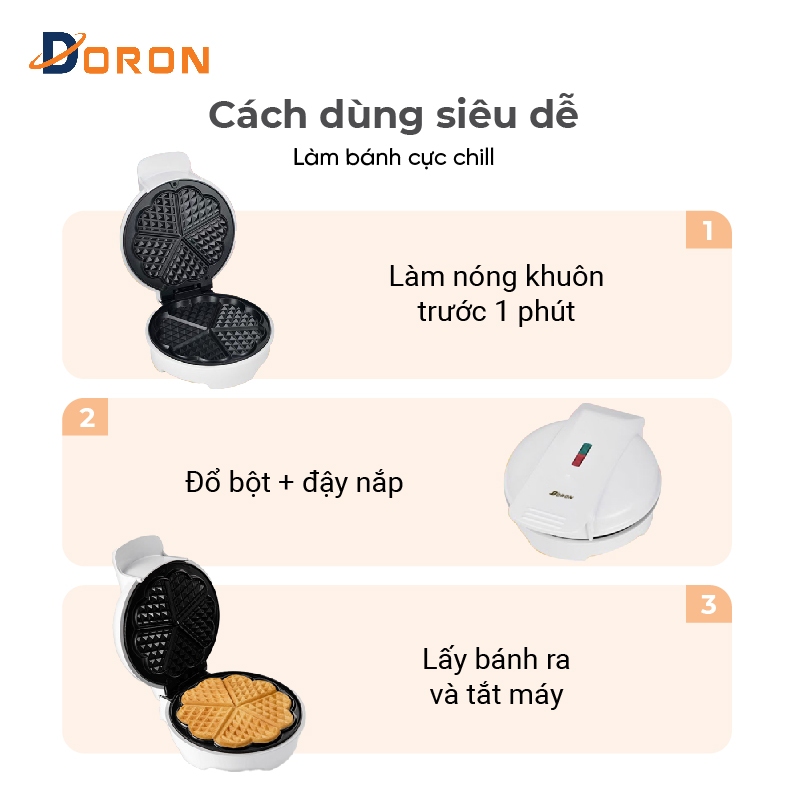 Máy làm bánh bông lan DORON 750W kiểm soát nhiệt độ tự động