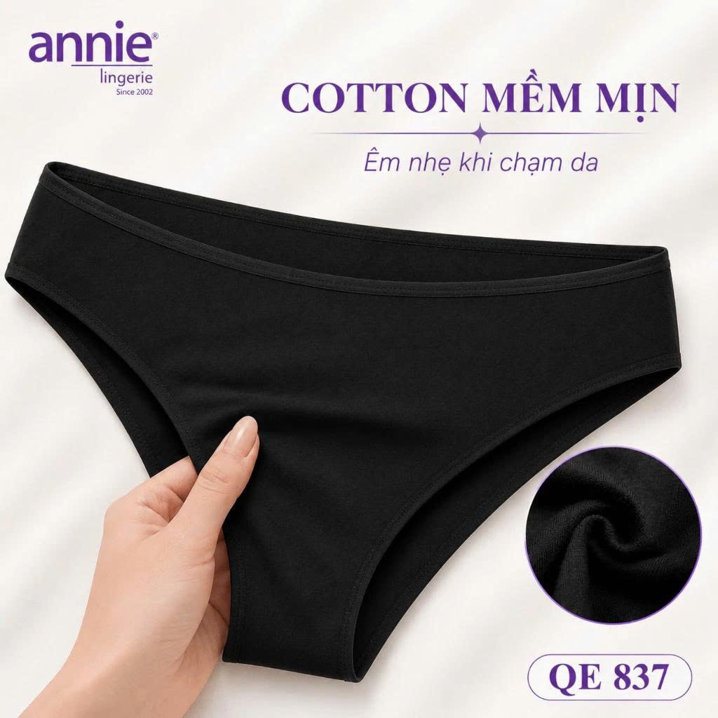 Quần lót nữ trơn vải cotton annie QE837 form basic trẻ trung năng động, thoáng mát