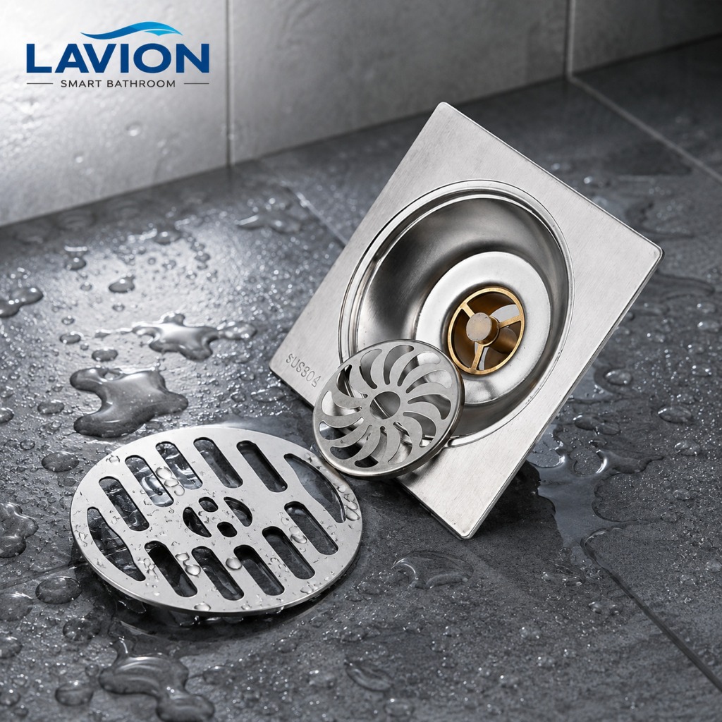 PHỄU THOÁT SÀN INOX 304 CHỐNG HÔI, CHỐNG CÔN TRÙNG – KÍCH THƯỚC 12x12 & 15x15