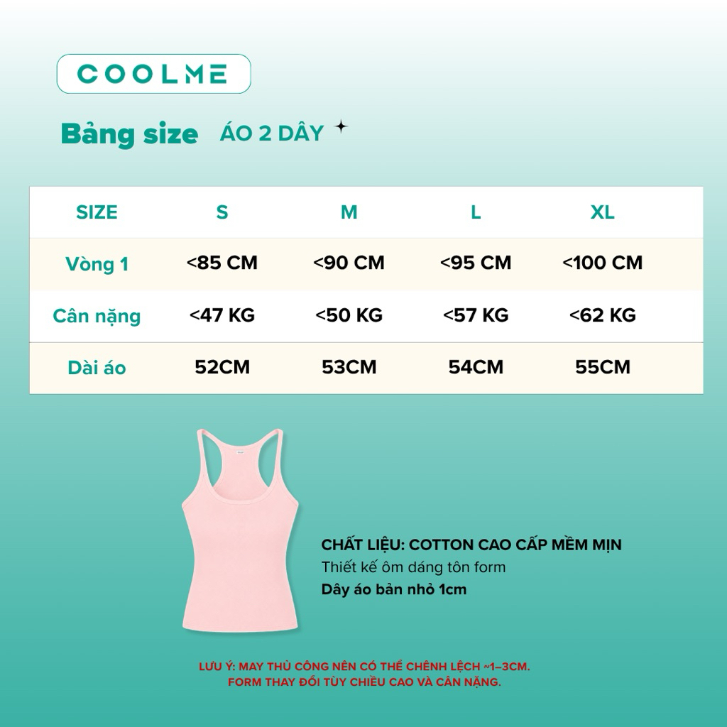Combo áo hai dây nữ ôm body bra tanktop chất cotton zip mịn co giãn tốt mặc hè thể thao Coolme- G07
