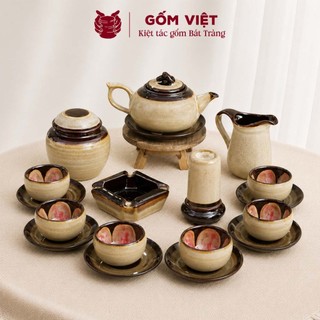 Bộ ấm chén men hỏa biến dáng 3 chân, dung tích 350ml cao cấp - Gốm sứ Bát Tràng - Gốm Việt
