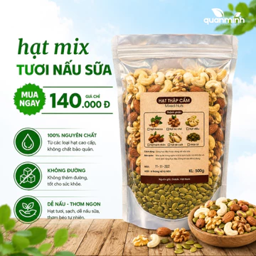 Hạt Mix Tươi 500g - 5 Loại Hạt Dinh Dưỡng Cao Cấp: Macca, Óc Chó, Hạnh Nhân, Hạt Điều, Hạt Bí - Nguyên Liệu Sạch