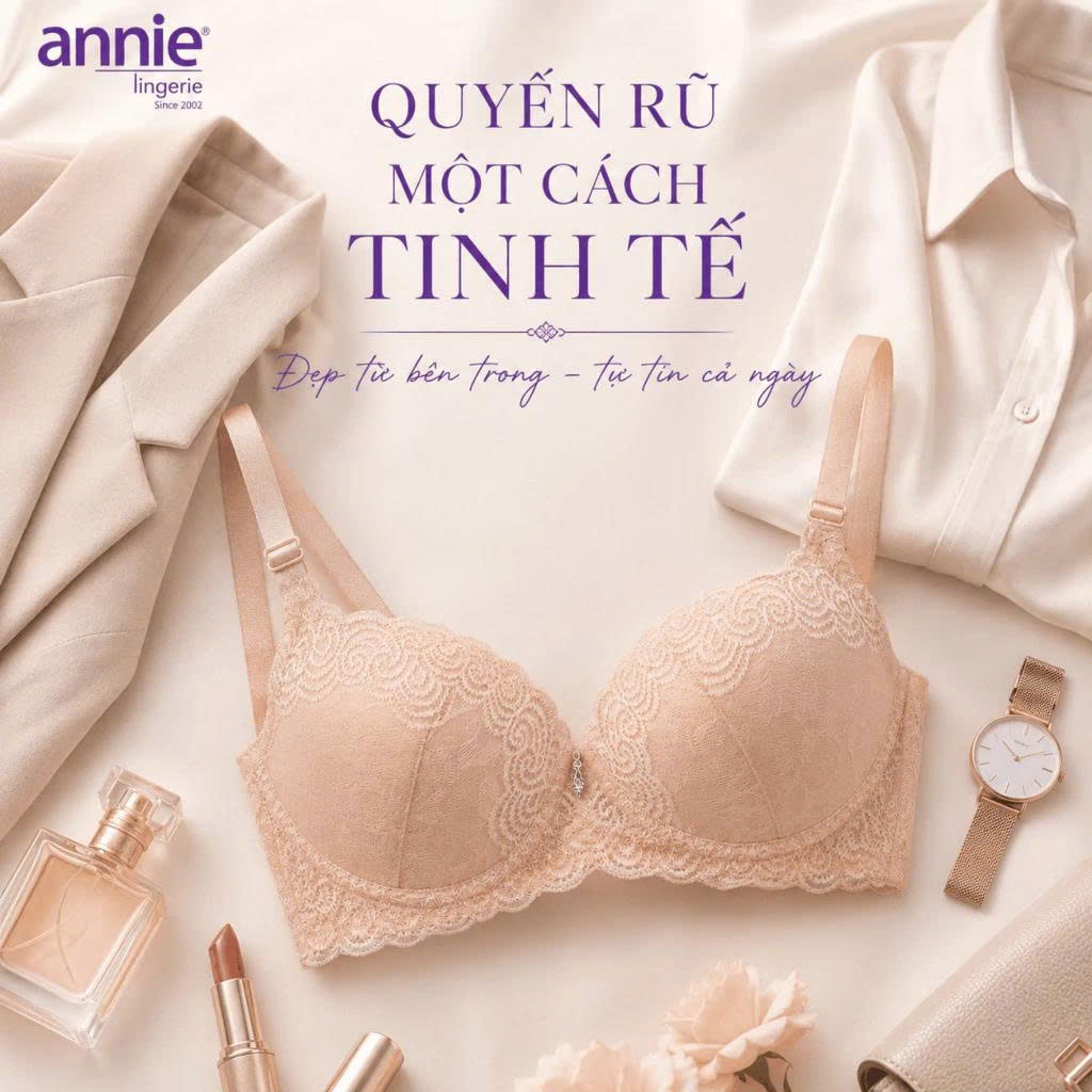 Áo ngực ren mouse vừa định hình cao cấp annie Bra 8155 mút mỏng vừa thoải mái cả ngày