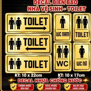 Biển Báo Nhà Vệ Sinh Decal Dán WC, Toilet - Stickers Trang Trí Kính, Tường, Gạch Men, Gỗ Cắt Sẵn