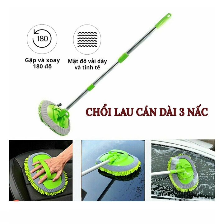 Chổi rửa xe ô tô cán dài - Chổi lau xe ô tô cán dài 2 khớp nối