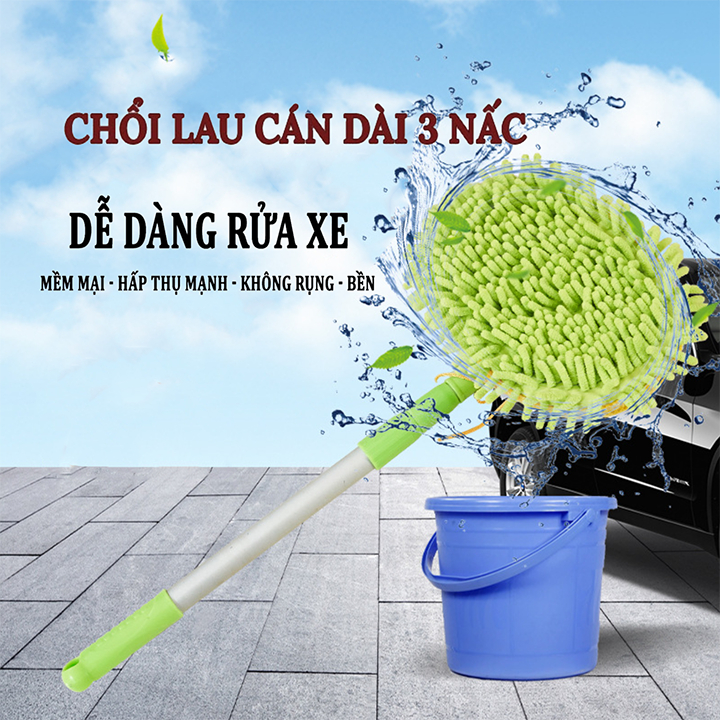 Chổi rửa xe ô tô cán dài - Chổi lau xe ô tô cán dài 2 khớp nối