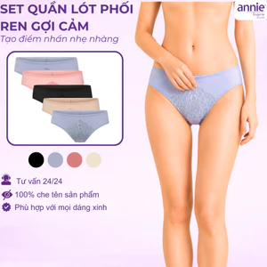 Combo 5 quần lót nữ phối ren annie QE 2177 không vết hằn,co giãn 4 chiều,lưng thấp thoải mái cả ngày
