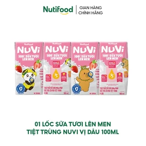 Lốc Sữa Tươi Lên Men Tiệt Trùng Nuvi vị Dâu 100ml_1